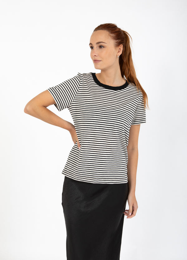 CC Heart CC HEART ANA STRIPED SHORTSLEEVED T-SHIRT - MID SLEEVE T-Shirt Cream/black/silver lurex - 287