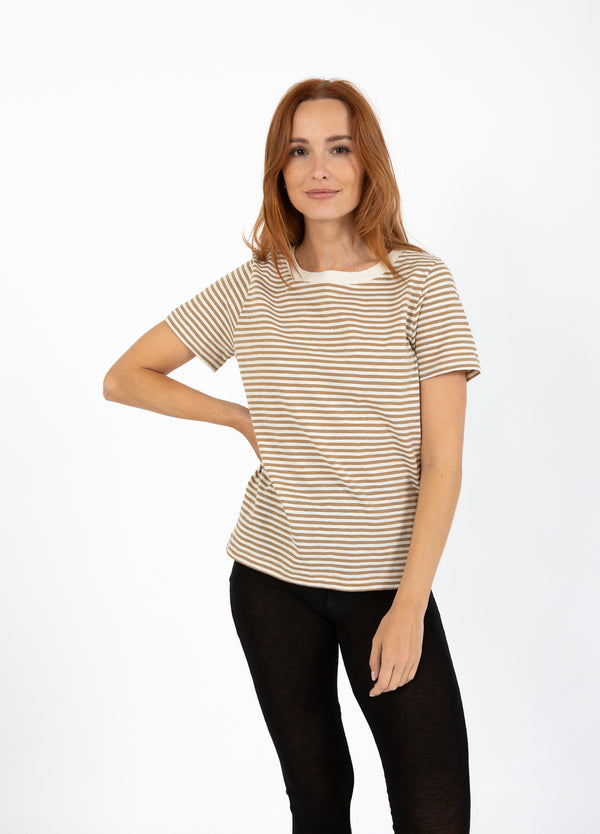 CC Heart CC HEART ANA STRIPED SHORTSLEEVED T-SHIRT - MID SLEEVE T-Shirt Cream/warm sand/gold lurex - 288