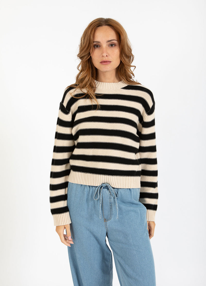 CC Heart CC HEART AVERY STRIPE SWEATER Knitwear Creme/black - 278