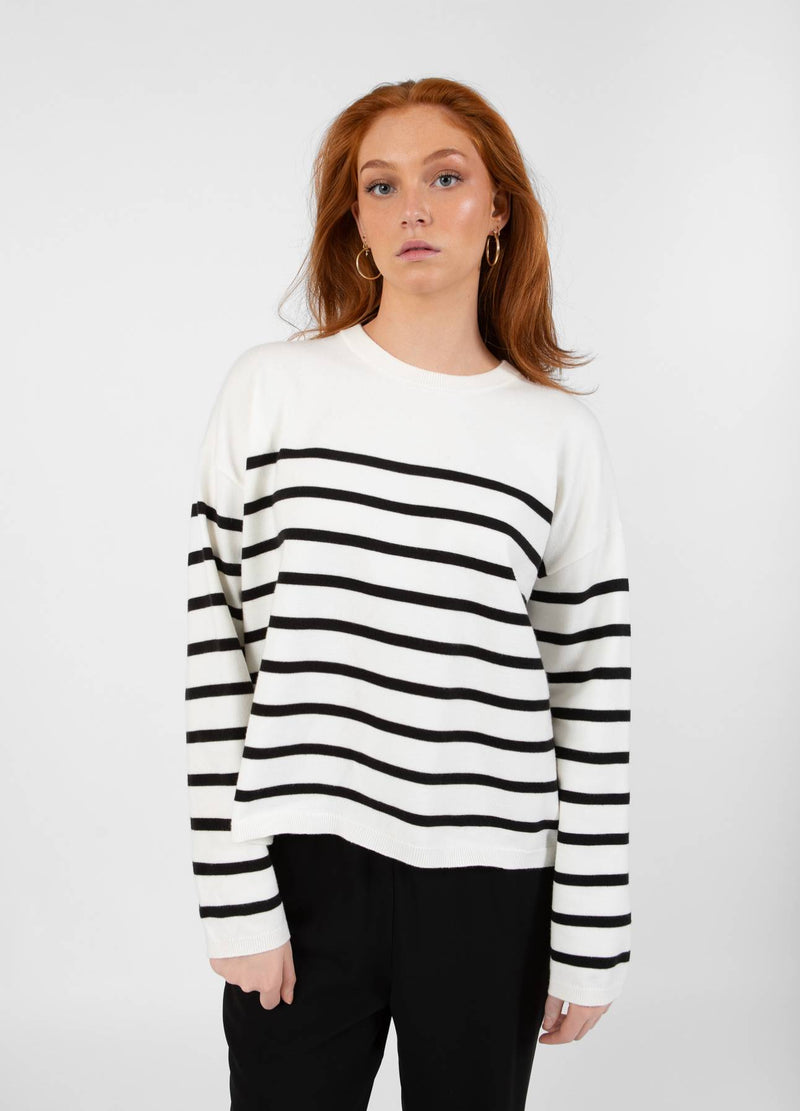 CC Heart CC HEART COLLINS STRIPE OPEN BACK SWEATER Knitwear Offwhite/black stripe - 256