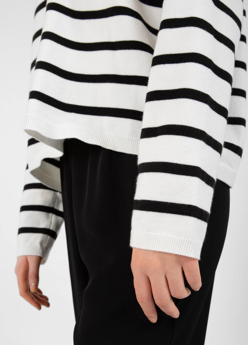 CC Heart CC HEART COLLINS STRIPE OPEN BACK SWEATER Knitwear Offwhite/black stripe - 256