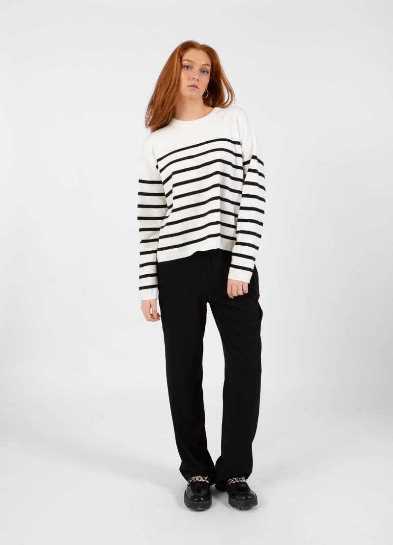 CC Heart CC HEART COLLINS STRIPE OPEN BACK SWEATER Knitwear Offwhite/black stripe - 256