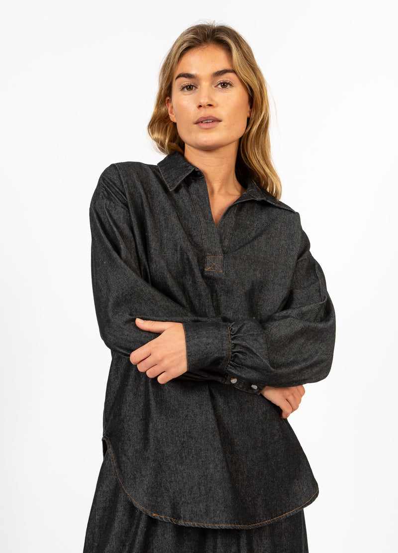 CC Heart CC HEART ELLIS DENIM TUNIC SHIRT Shirt/Blouse Black blue denim - 150