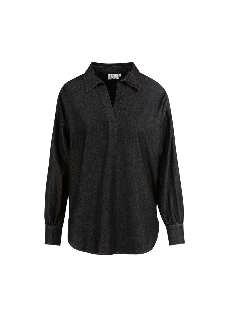CC Heart CC HEART ELLIS DENIM TUNIC SHIRT Shirt/Blouse Black blue denim - 150