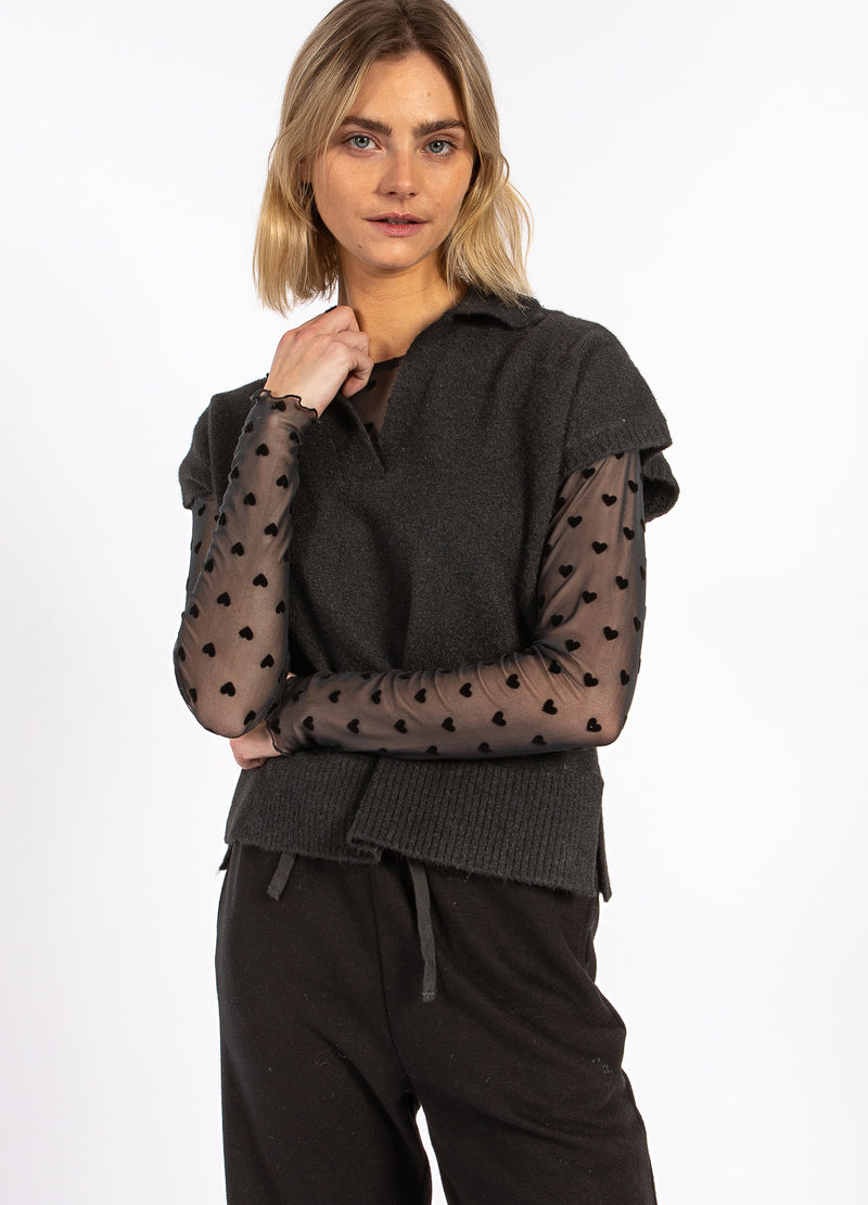 CC Heart CC HEART EMERIE KNIT POLO TOP Knitwear Black - 100