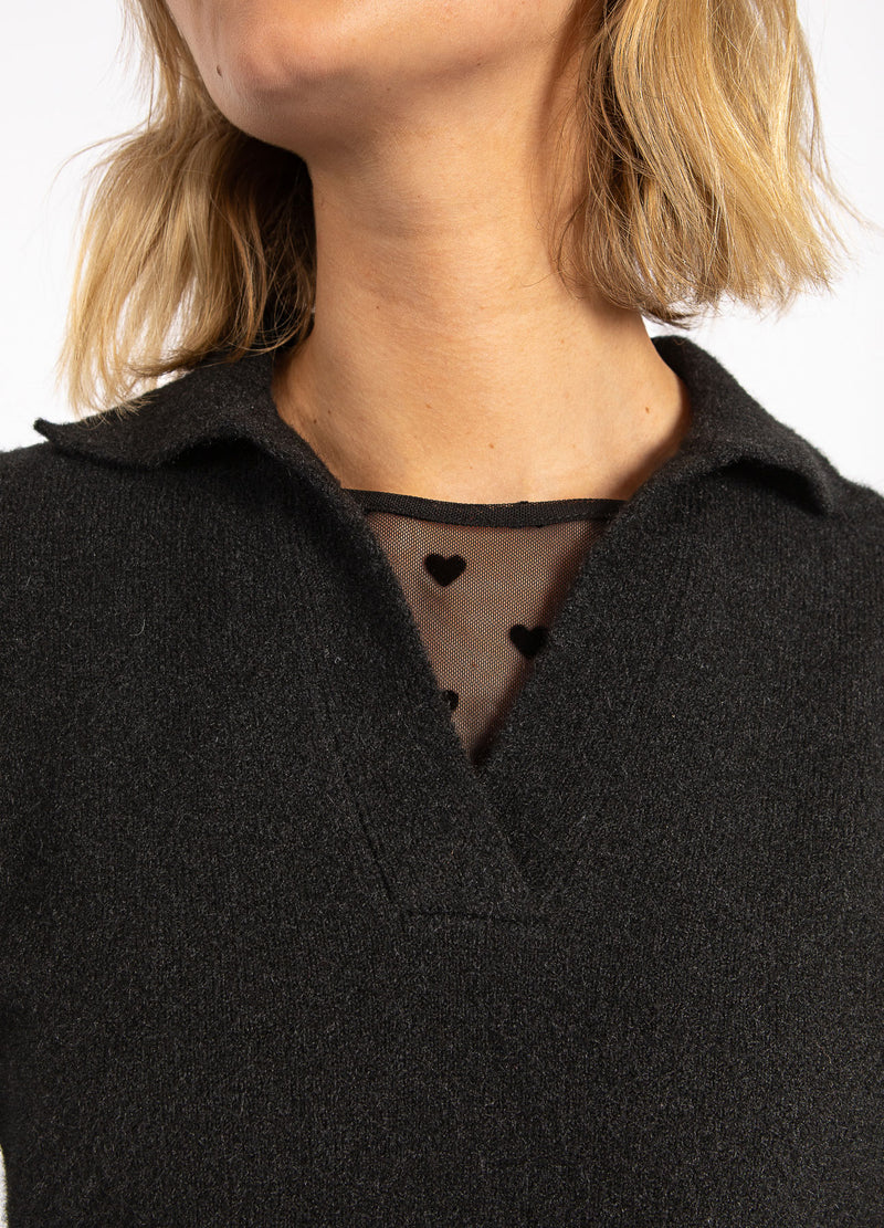 CC Heart CC HEART EMERIE KNIT POLO TOP Knitwear Black - 100