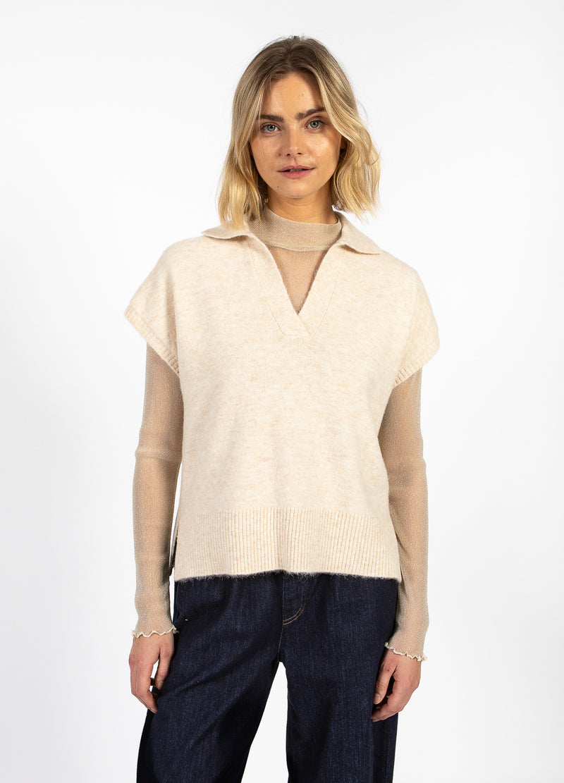 CC Heart CC HEART EMERIE KNIT POLO TOP Knitwear Off white melange - 267