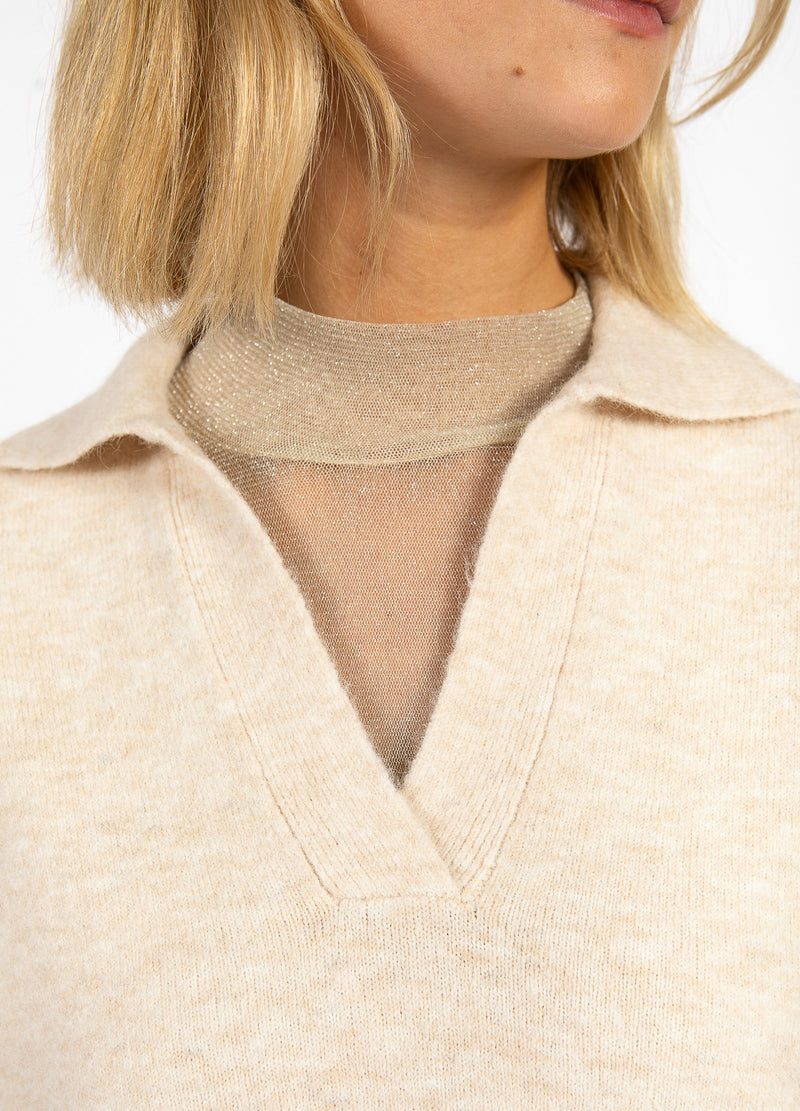 CC Heart CC HEART EMERIE KNIT POLO TOP Knitwear Off white melange - 267