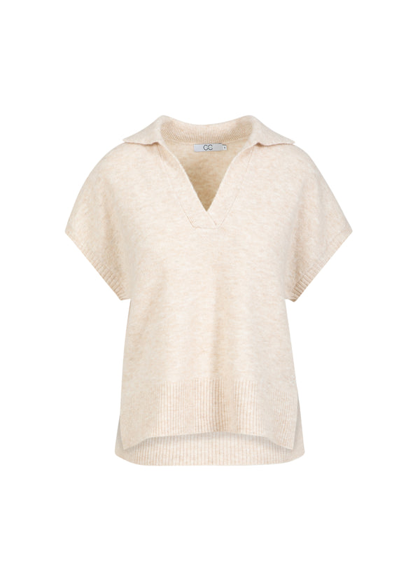 CC Heart CC HEART EMERIE KNIT POLO TOP Knitwear Off white melange - 267