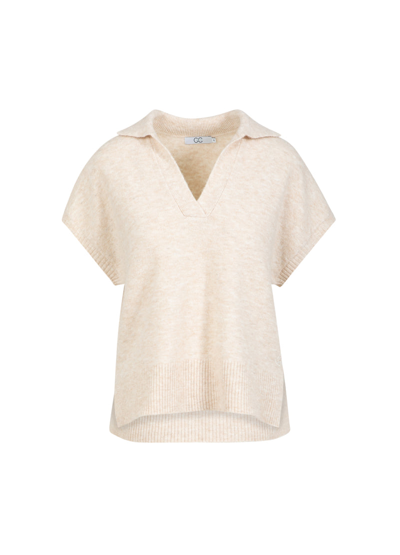 CC Heart CC HEART EMERIE KNIT POLO TOP Knitwear Off white melange - 267