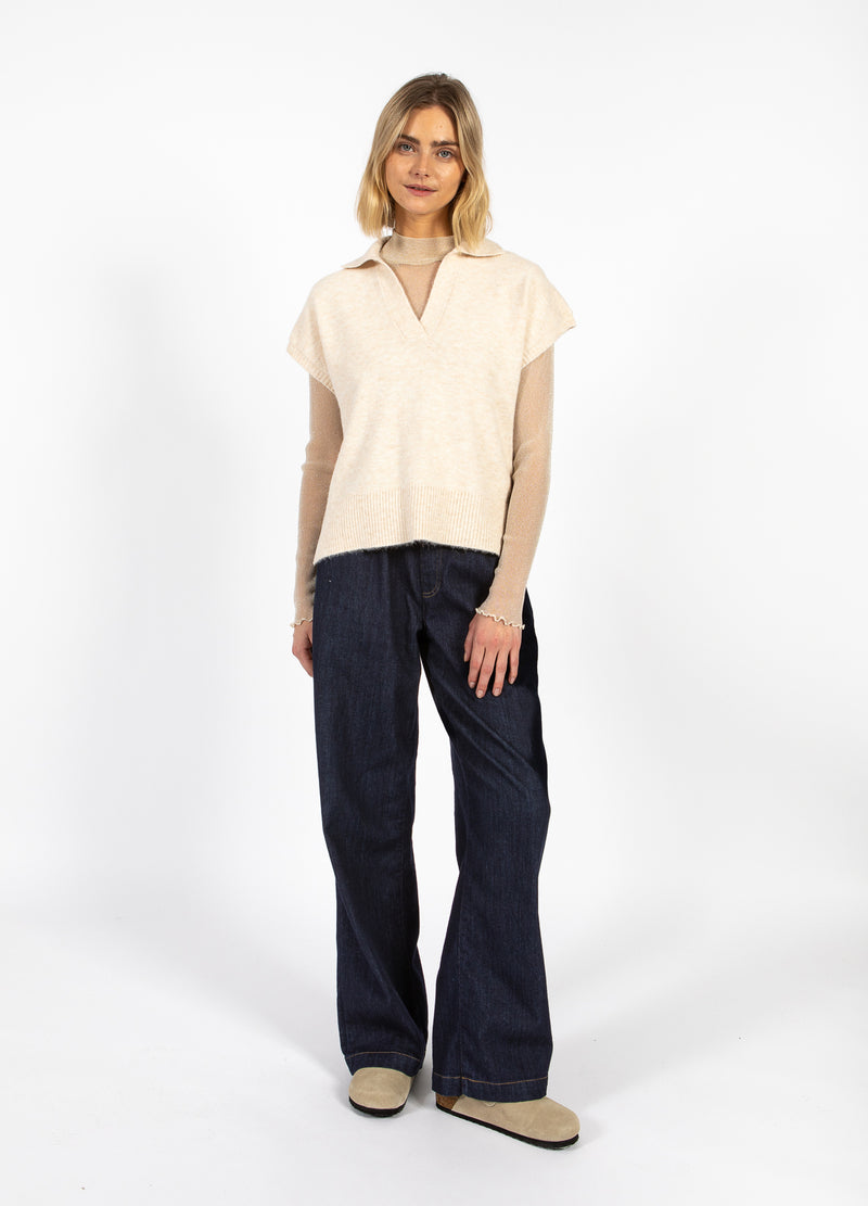 CC Heart CC HEART EMERIE KNIT POLO TOP Knitwear Off white melange - 267
