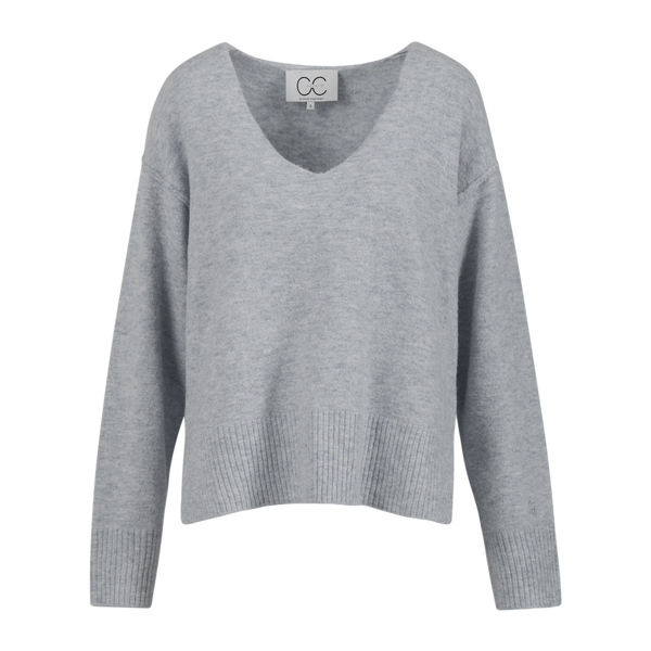 CC Heart CC HEART EMERIE V-NECK SWEATER Knitwear Light grey melange - 129
