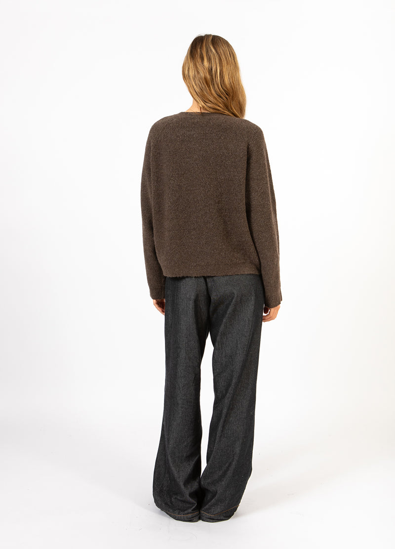 CC Heart CC HEART EMMA O-NECK KNIT CARDIGAN Knitwear Chocolate melange - 388