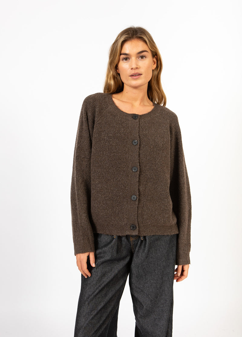 CC Heart CC HEART EMMA O-NECK KNIT CARDIGAN Knitwear Chocolate melange - 388