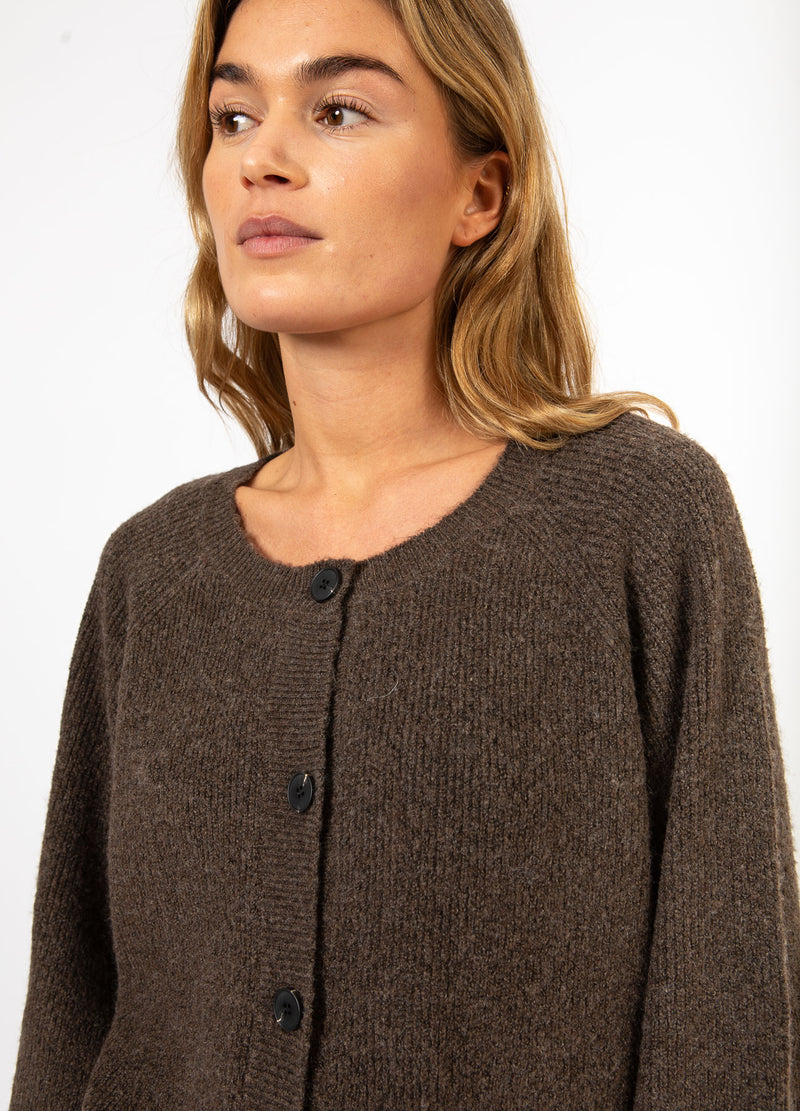 CC Heart CC HEART EMMA O-NECK KNIT CARDIGAN Knitwear Chocolate melange - 388
