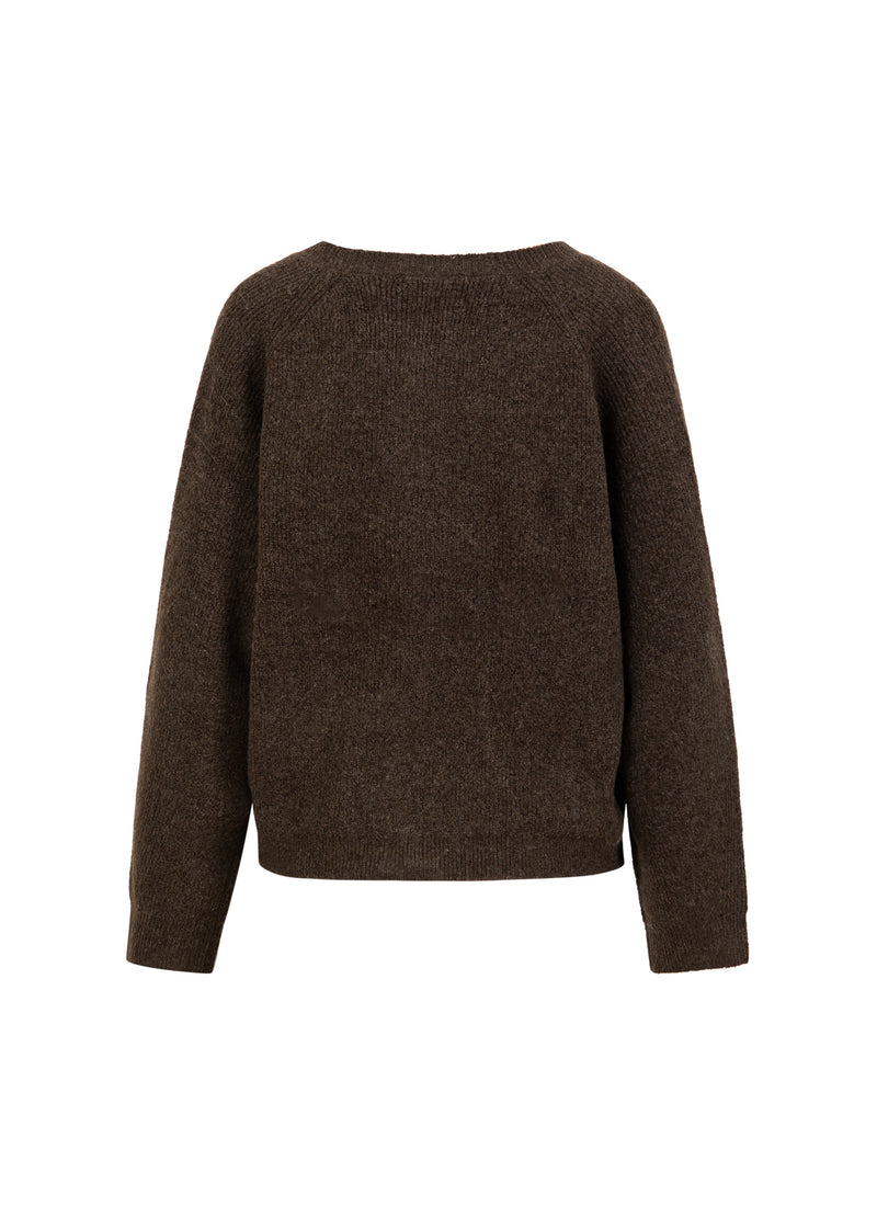 CC Heart CC HEART EMMA O-NECK KNIT CARDIGAN Knitwear Chocolate melange - 388