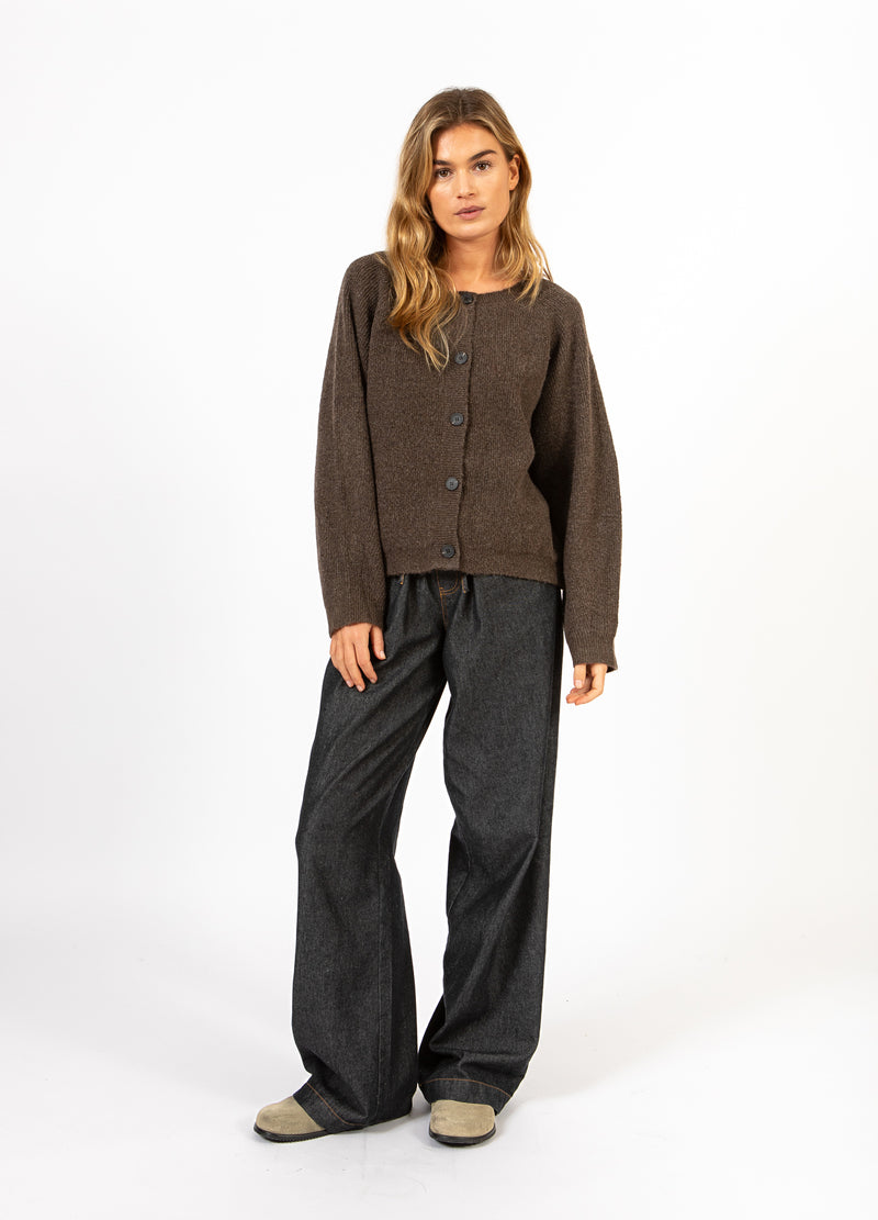 CC Heart CC HEART EMMA O-NECK KNIT CARDIGAN Knitwear Chocolate melange - 388