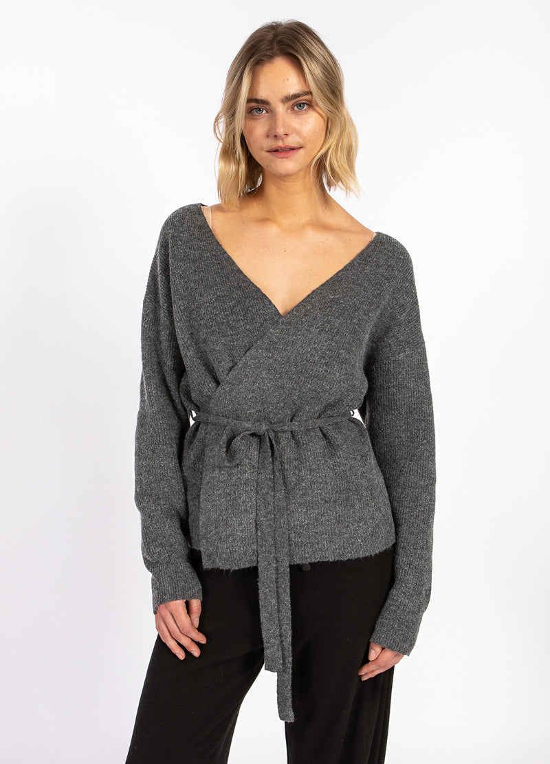 CC Heart CC HEART EMMA WRAP KNIT CARDIGAN Knitwear Dark grey melange - 172