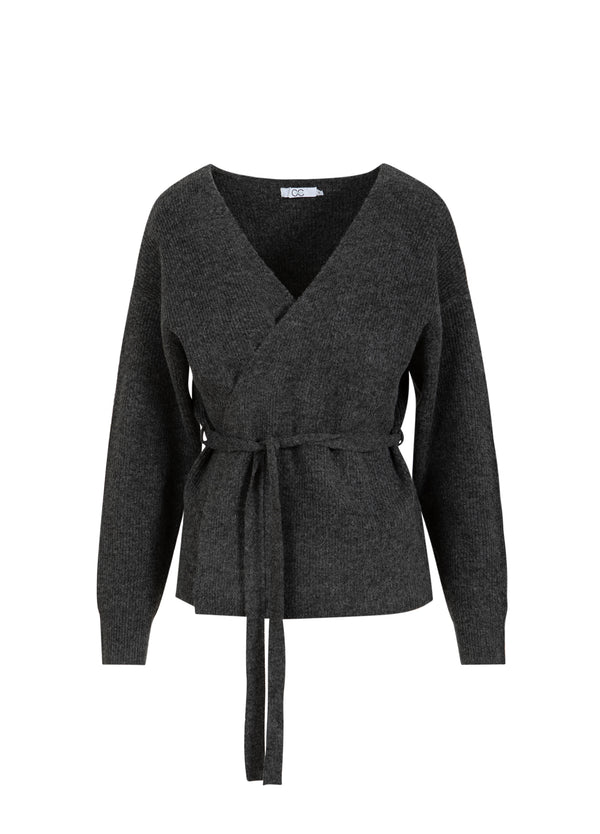 CC Heart CC HEART EMMA WRAP KNIT CARDIGAN Knitwear Dark grey melange - 172