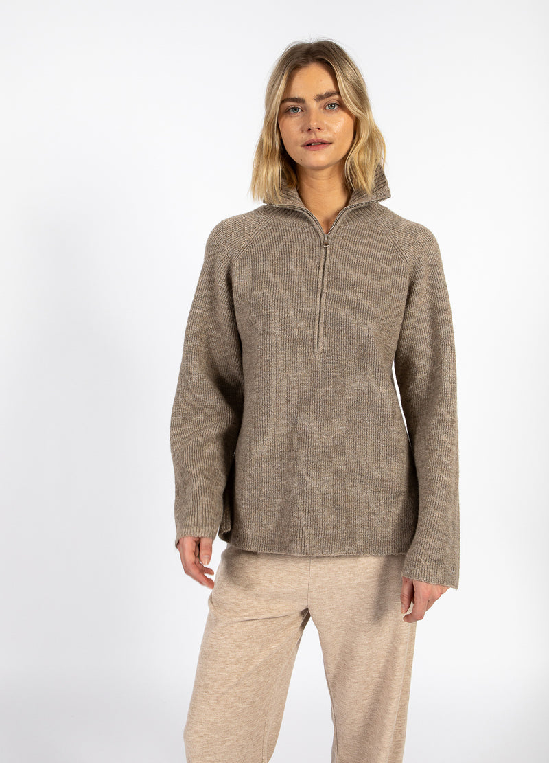 CC Heart CC HEART EMMA ZIP KNIT SWEATER Knitwear Golden brown melange - 793