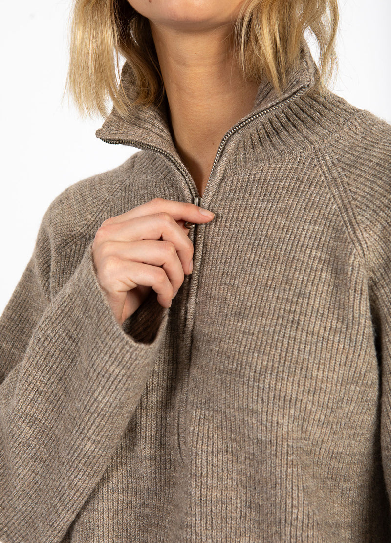 CC Heart CC HEART EMMA ZIP KNIT SWEATER Knitwear Golden brown melange - 793