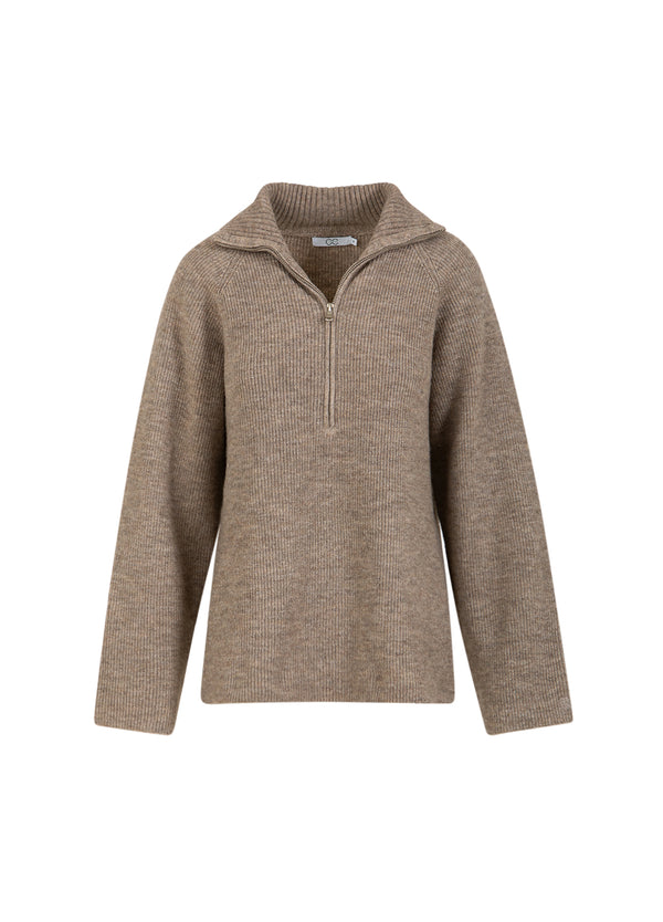CC Heart CC HEART EMMA ZIP KNIT SWEATER Knitwear Golden brown melange - 793