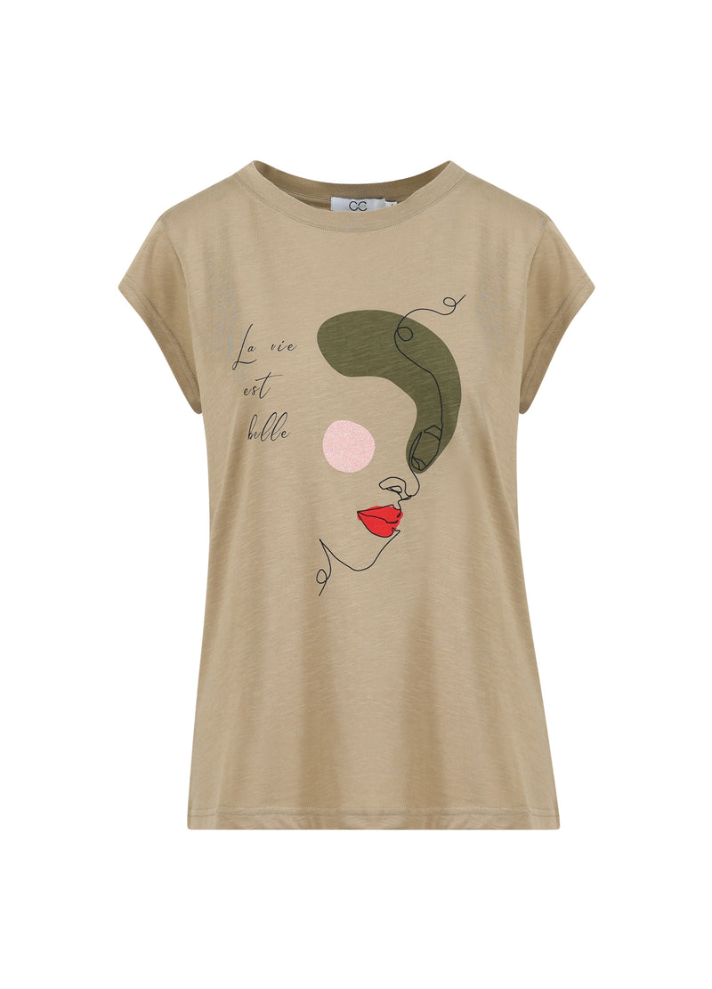 CC Heart CC HEART FACE T-SHIRT - CAP SLEEVE T-Shirt Sand olive - 406