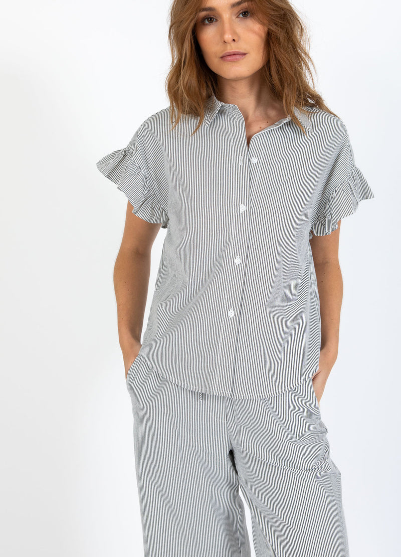 CC Heart CC HEART GWEN FRILL SHORT SLEEVED SHIRT Shirt/Blouse Black stripe - 107