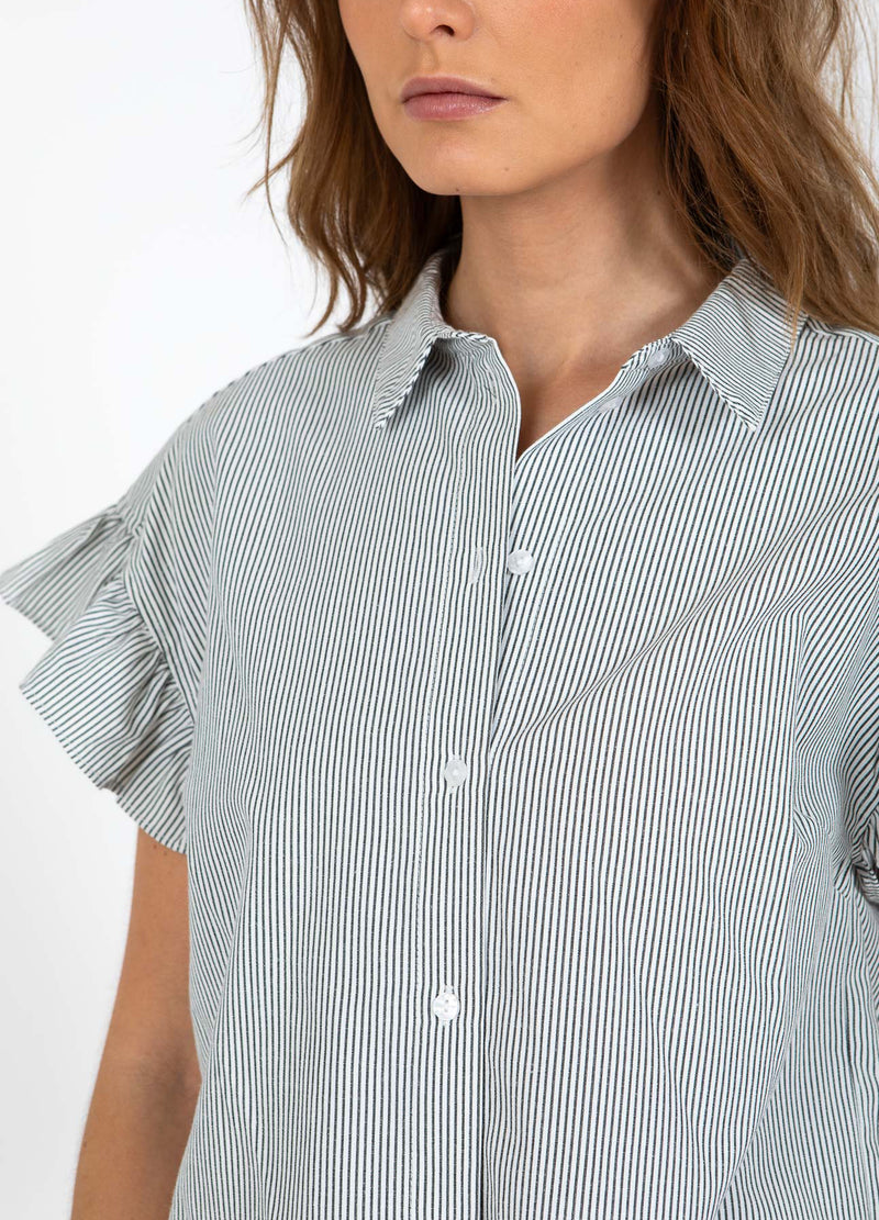 CC Heart CC HEART GWEN FRILL SHORT SLEEVED SHIRT Shirt/Blouse Black stripe - 107