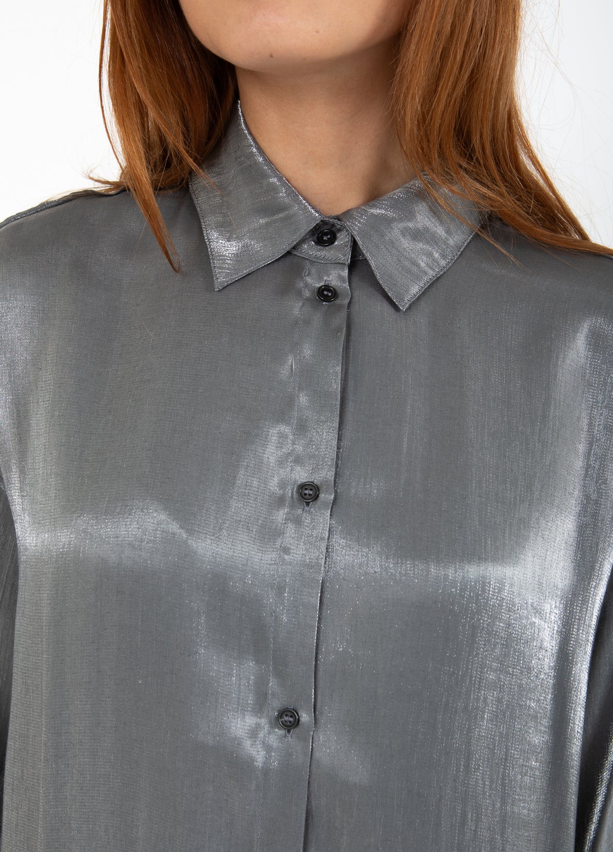 metallic silver dress shirt CC HEART JOLIE METALLIC SHIRT