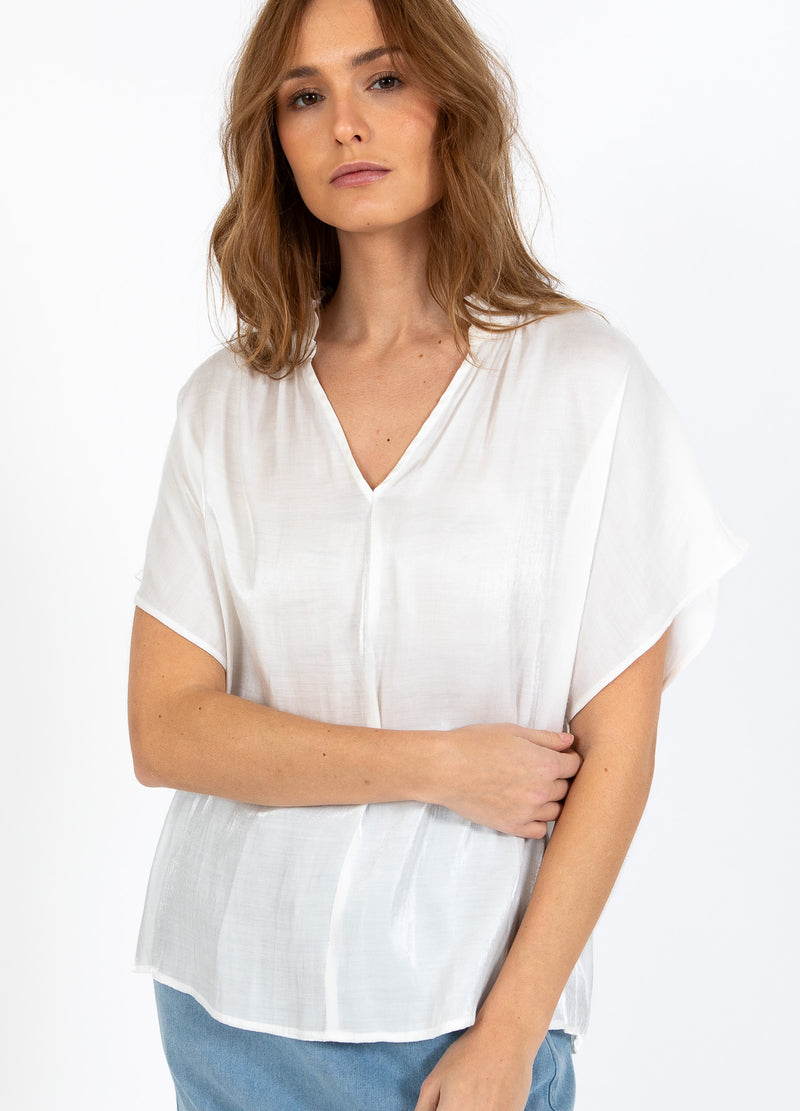 CC Heart CC HEART JOLIE METALLIC TOP W. GATHERS Shirt/Blouse White - 200