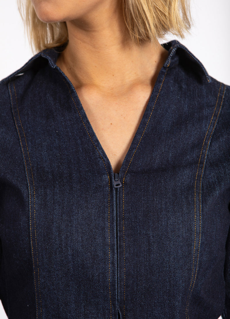 CC Heart CC HEART KALANI DENIM ZIP SHIRT Shirt/Blouse Dark denim blue - 587