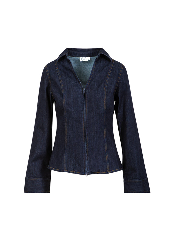 CC Heart CC HEART KALANI DENIM ZIP SHIRT Shirt/Blouse Dark denim blue - 587