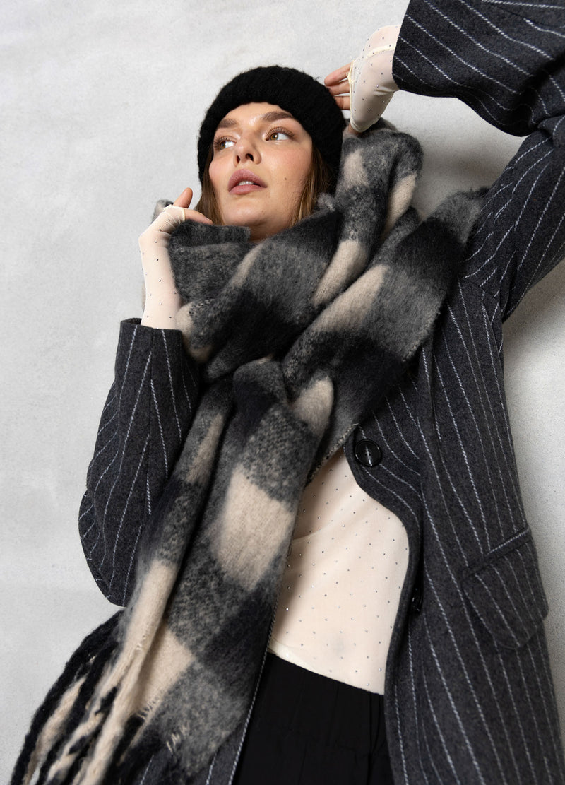 CC Heart CC HEART LARGE CHECKERED SCARF Accessories Black/off white mix - 196