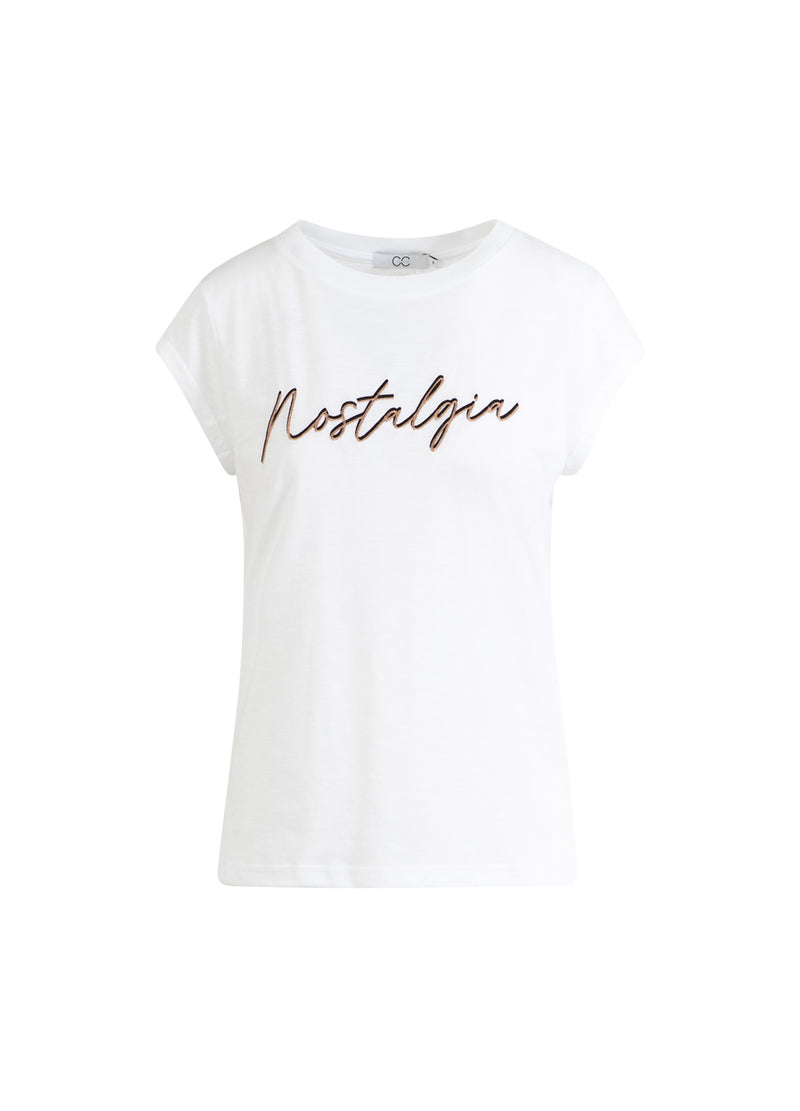 CC Heart CC HEART NOSTALGIA TEE - CAP SLEEVES T-Shirt White/Rose gold emb - 200