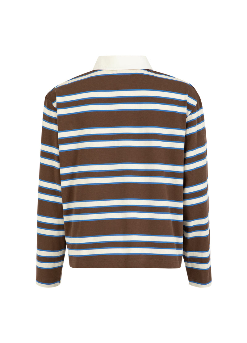 CC Heart CC HEART POLO SHIRT W. LONG SLEEVES Shirt/Blouse Brown/creme stripe - 357