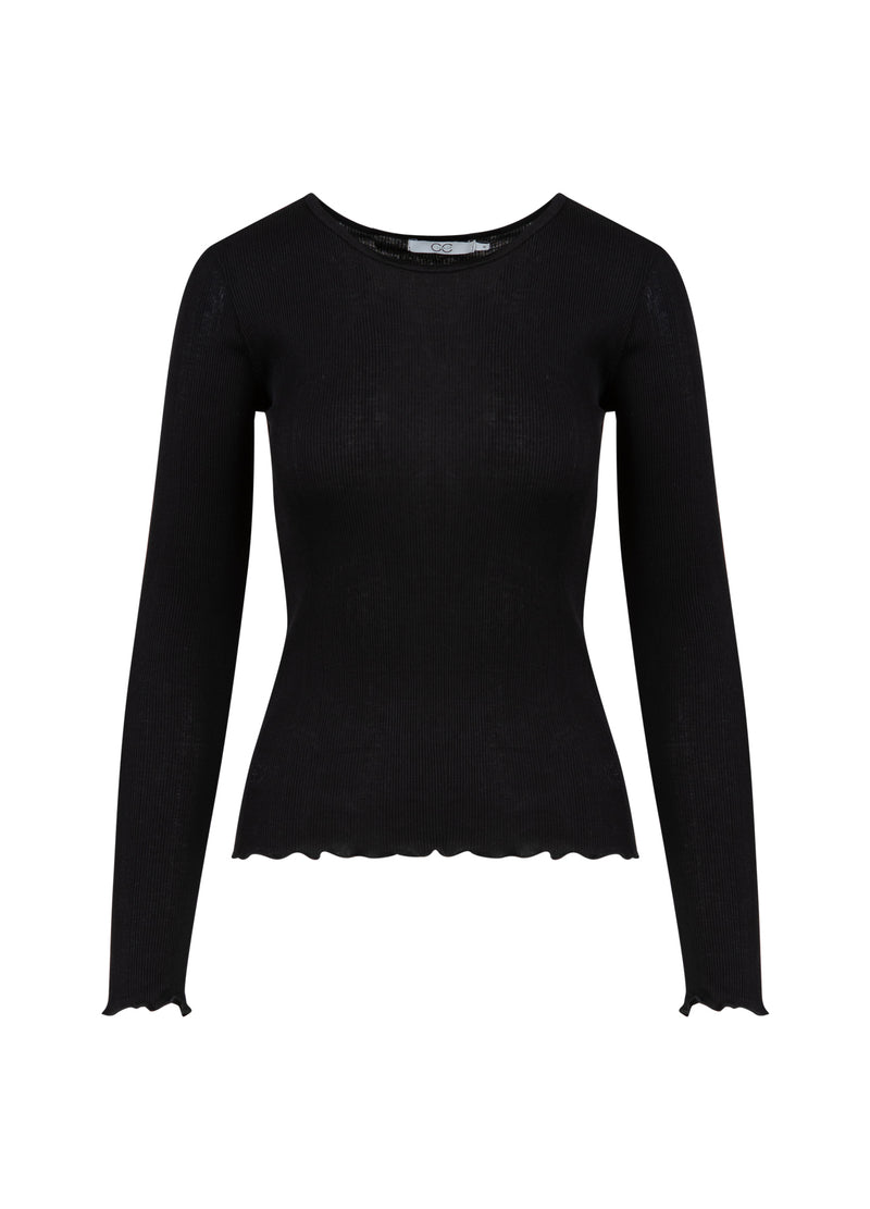 CC Heart CC HEART POPPY SILK RIB BLOUSE Shirt/Blouse Black - 100