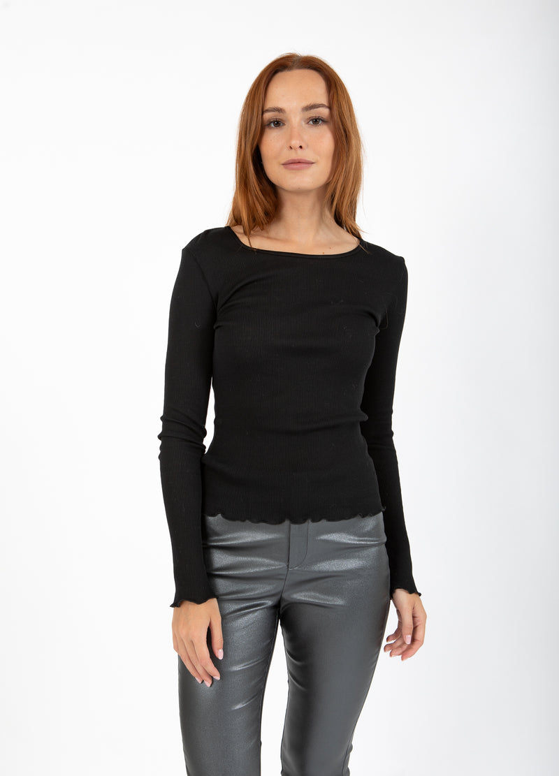 CC Heart CC HEART POPPY SILK RIB BLOUSE Shirt/Blouse Black - 100