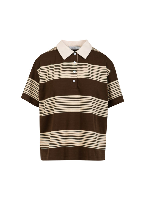 CC Heart CC HEART RUTH POLO SHIRT SHORT SLEEVED Shirt/Blouse Brown stripe - 344