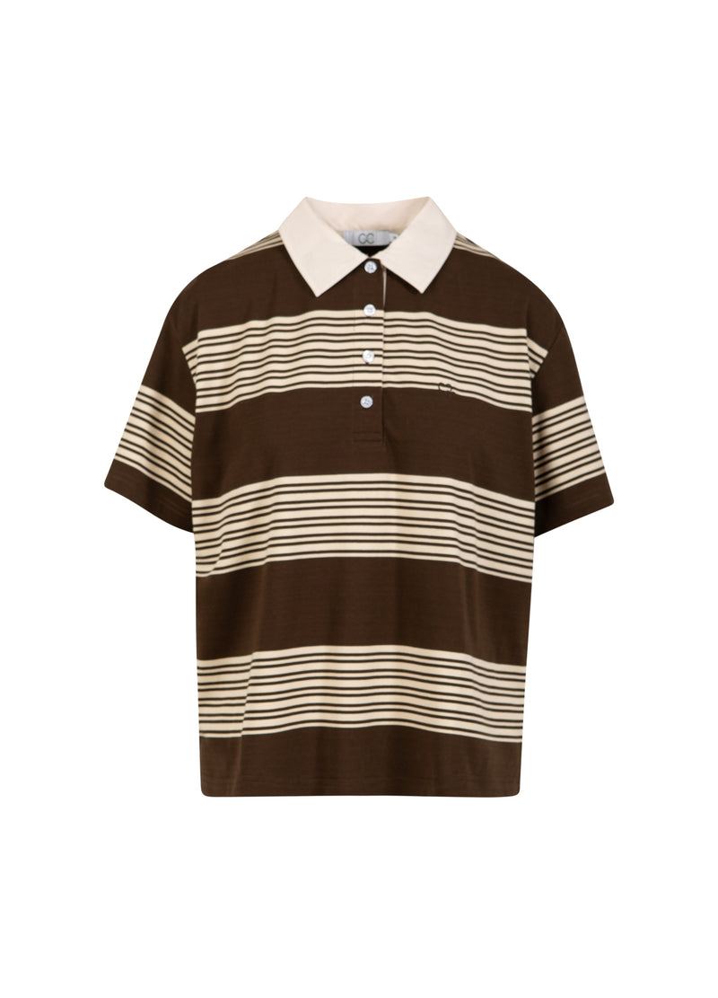CC Heart CC HEART RUTH POLO SHIRT SHORT SLEEVED Shirt/Blouse Brown stripe - 344