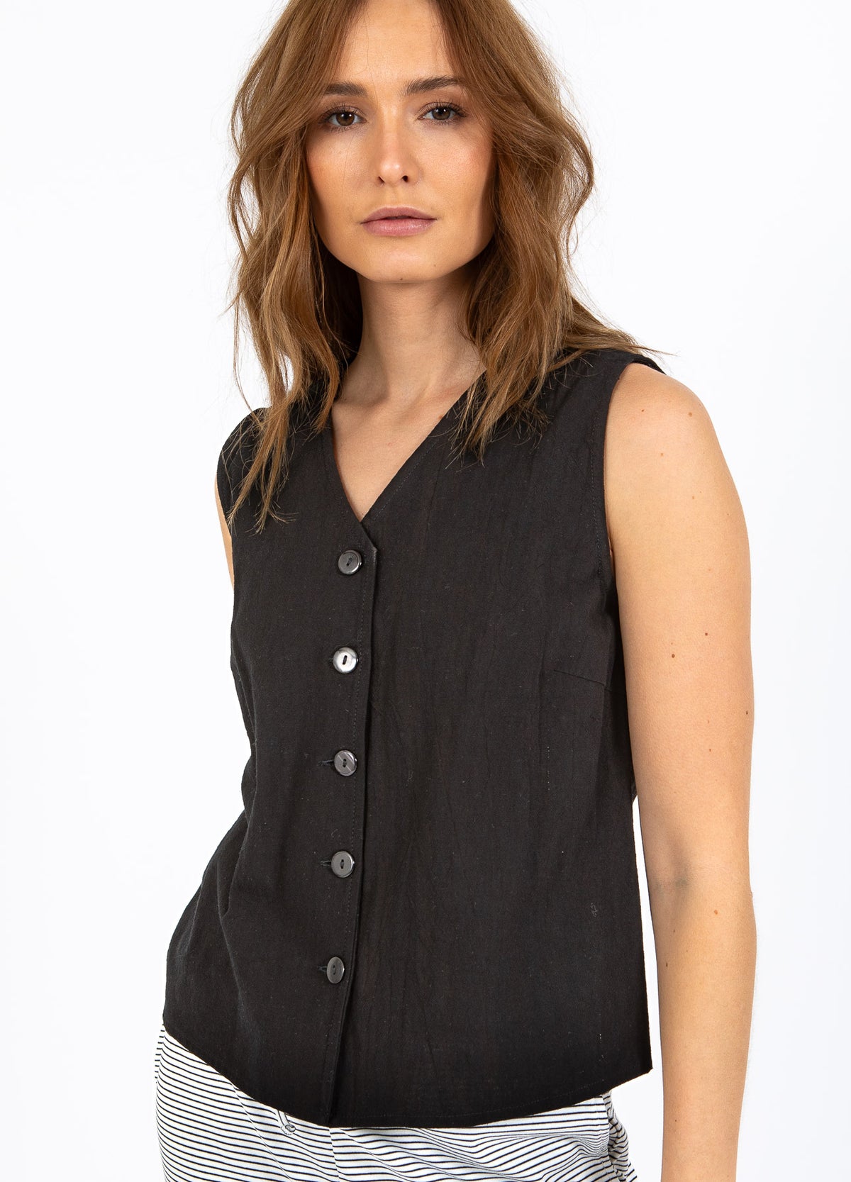 CC HEART SCOUT LINEN-LOOK VEST TOP - Black – costercopenhagen.com