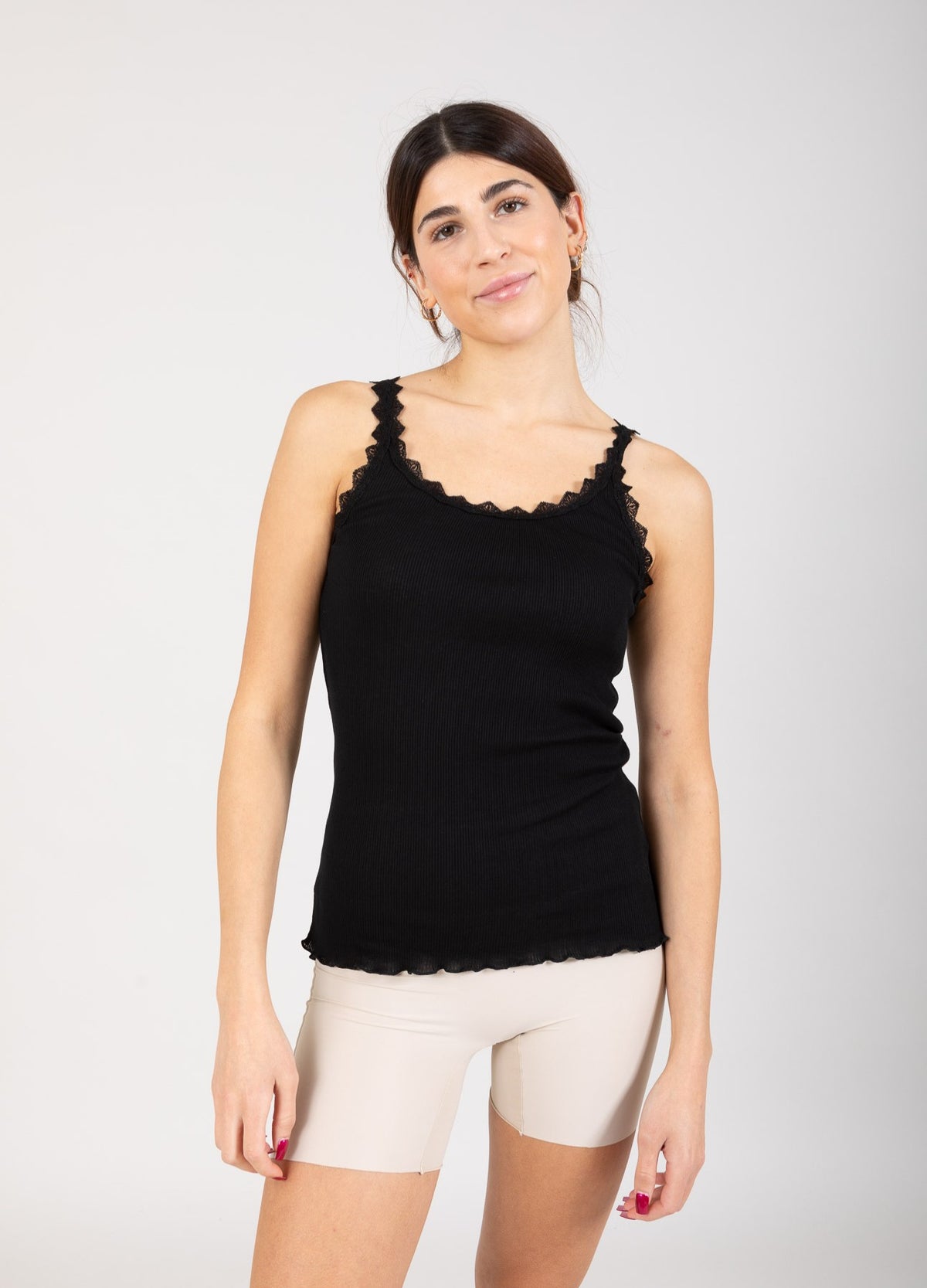 トップス [MSCHF]LACE STRAP SLEEVELESS Black S CC_HEART_SILK_LACE_CAMISOLE-
