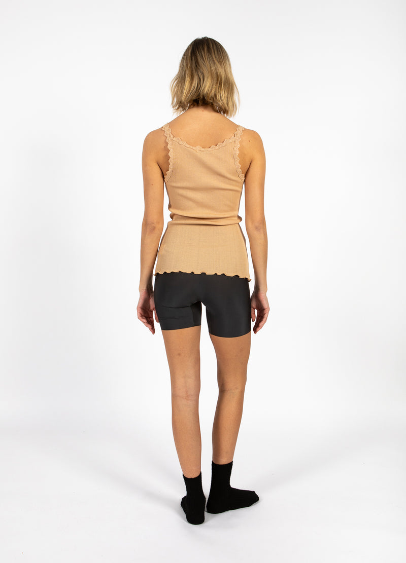 CC Heart CC HEART SILK SLEEVELESS WITH LACE Top - Short sleeve Tan - 342