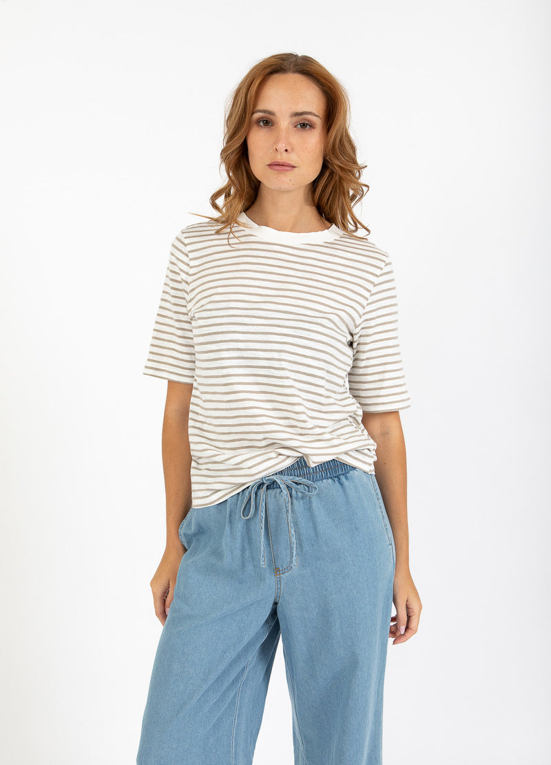 CC Heart CC HEART SILLA STRIPE SHORT SLEEVE T-SHIRT T-Shirt Off white/sand olive - 207