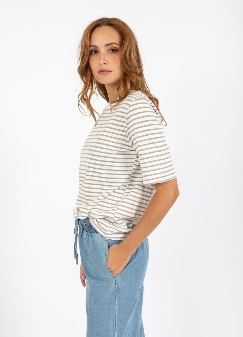CC Heart CC HEART SILLA STRIPE SHORT SLEEVE T-SHIRT T-Shirt Off white/sand olive - 207