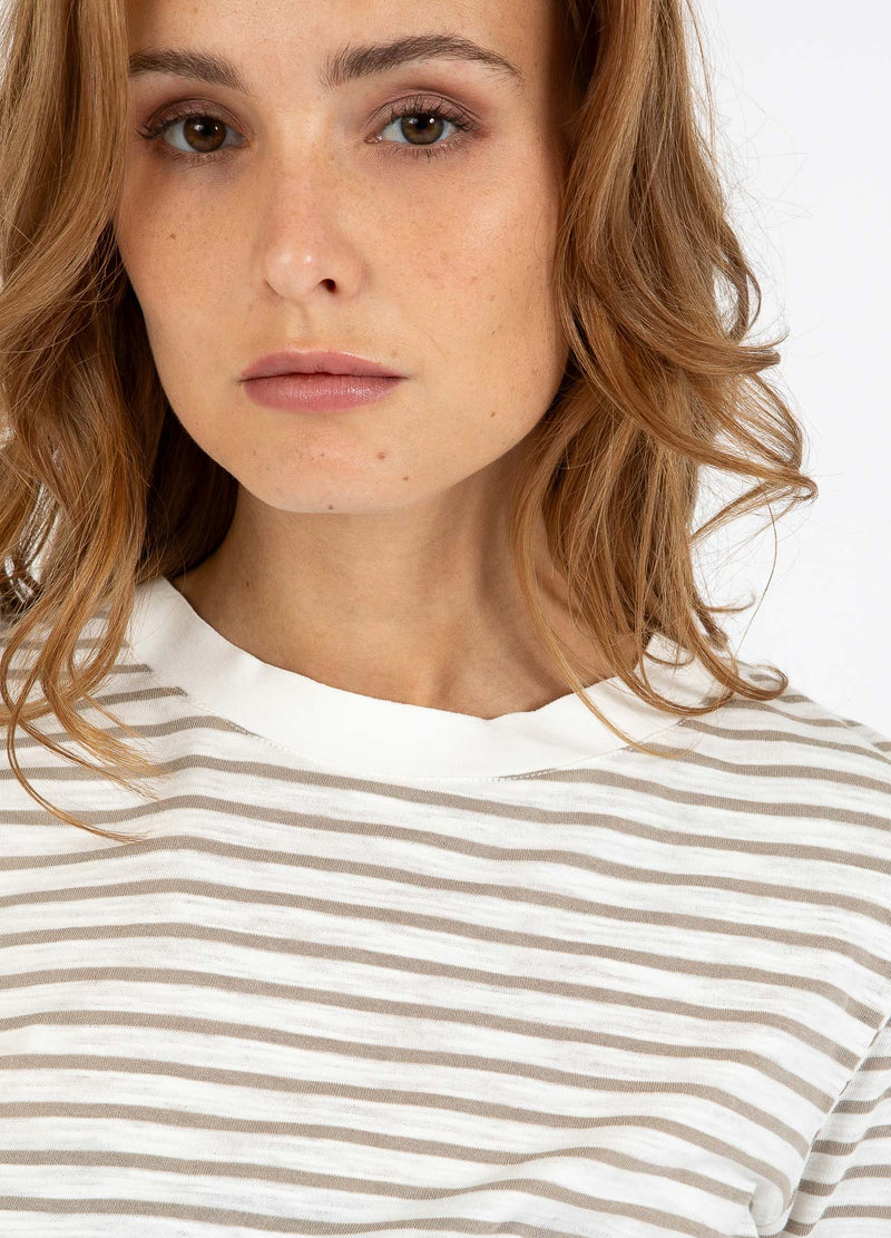 CC Heart CC HEART SILLA STRIPE SHORT SLEEVE T-SHIRT T-Shirt Off white/sand olive - 207