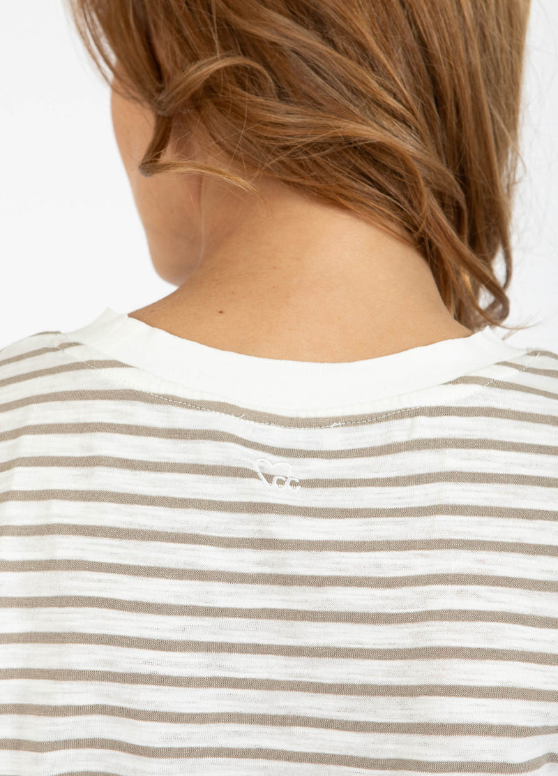 CC Heart CC HEART SILLA STRIPE SHORT SLEEVE T-SHIRT T-Shirt Off white/sand olive - 207
