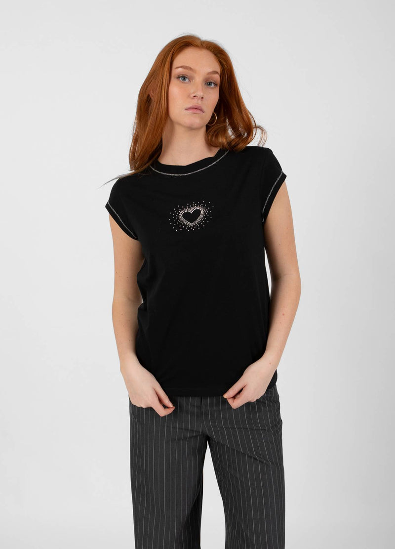 CC Heart CC HEART SIMILI T-SHIRT - SHORT SLEEVE T-Shirt Black - 100