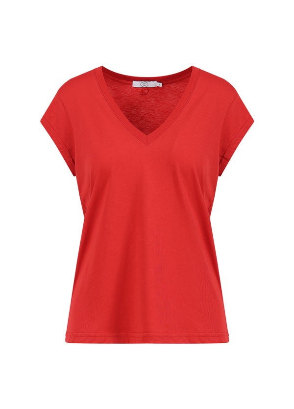 CC Heart CC Heart V-neck T-shirt T-Shirt Berry red - 605