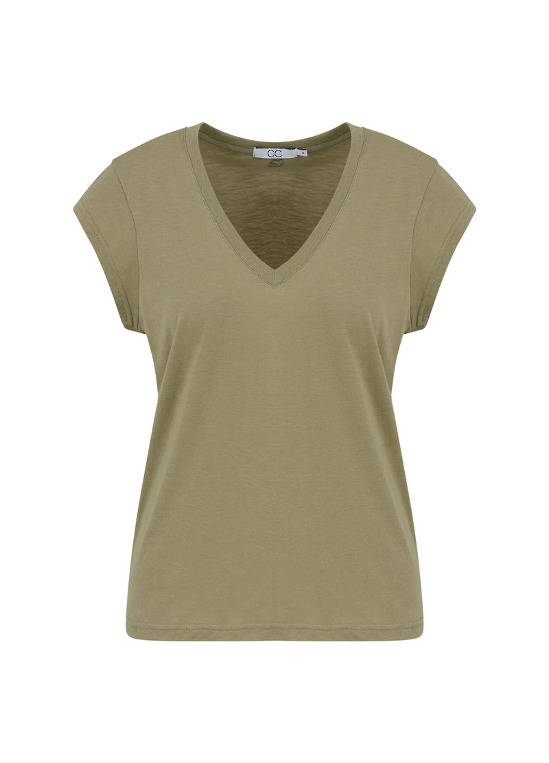 CC Heart CC Heart V-neck T-shirt T-Shirt Dusty olive - 479